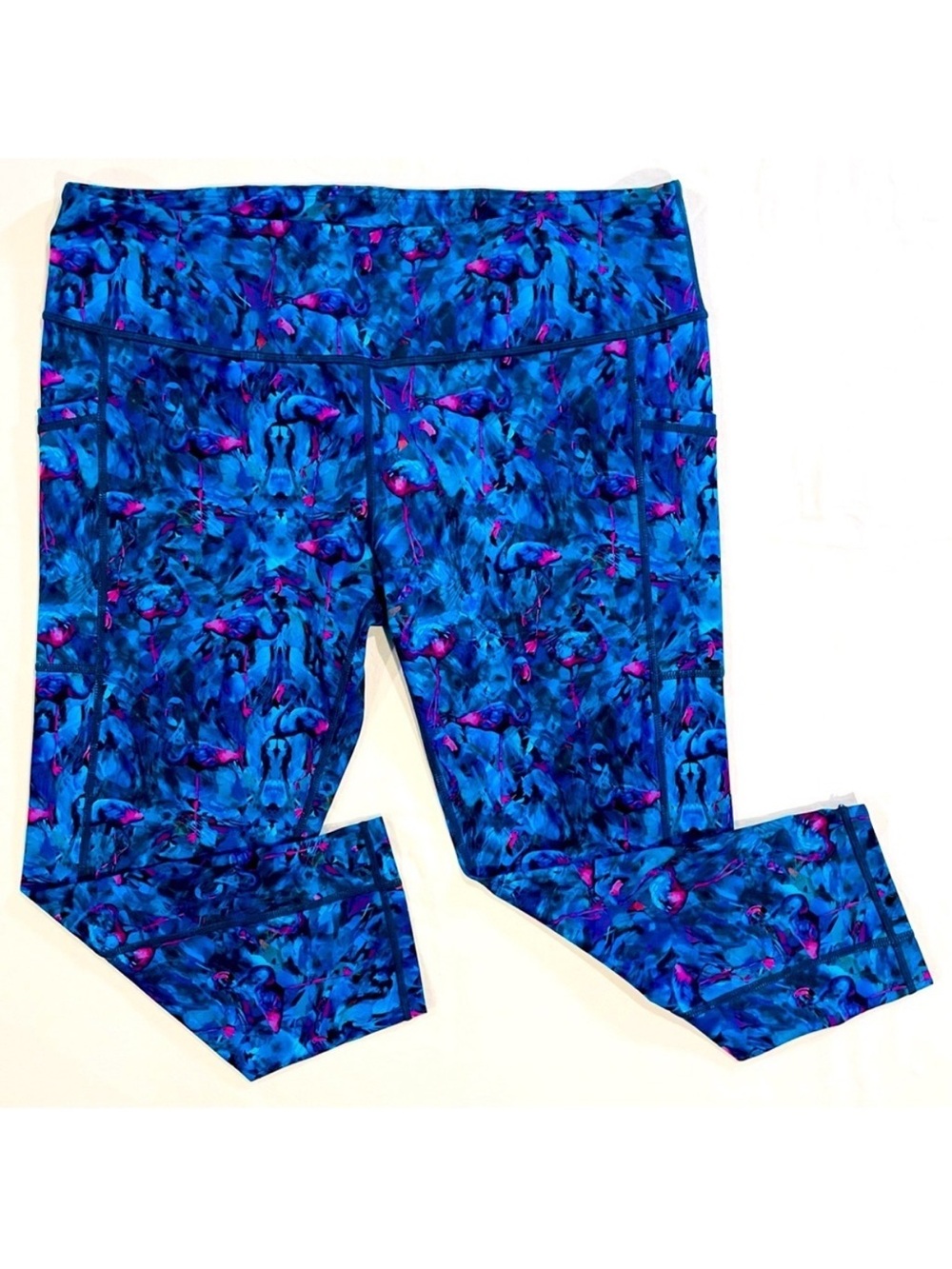 New Constantly Varied Gear Leggings Womens 2XL XXL Flamingos Cropped Blue Plus